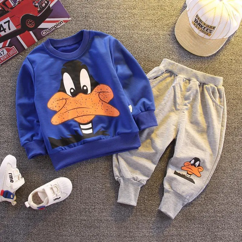 2-piece Cartoon Design Sweatshirts & Pants for Toddler Boy Children's Clothing