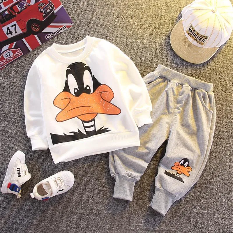 2-piece Cartoon Design Sweatshirts & Pants for Toddler Boy Children's Clothing
