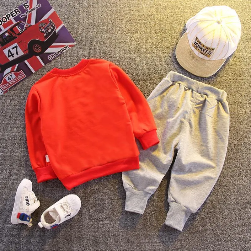 2-piece Cartoon Design Sweatshirts & Pants for Toddler Boy Children's Clothing