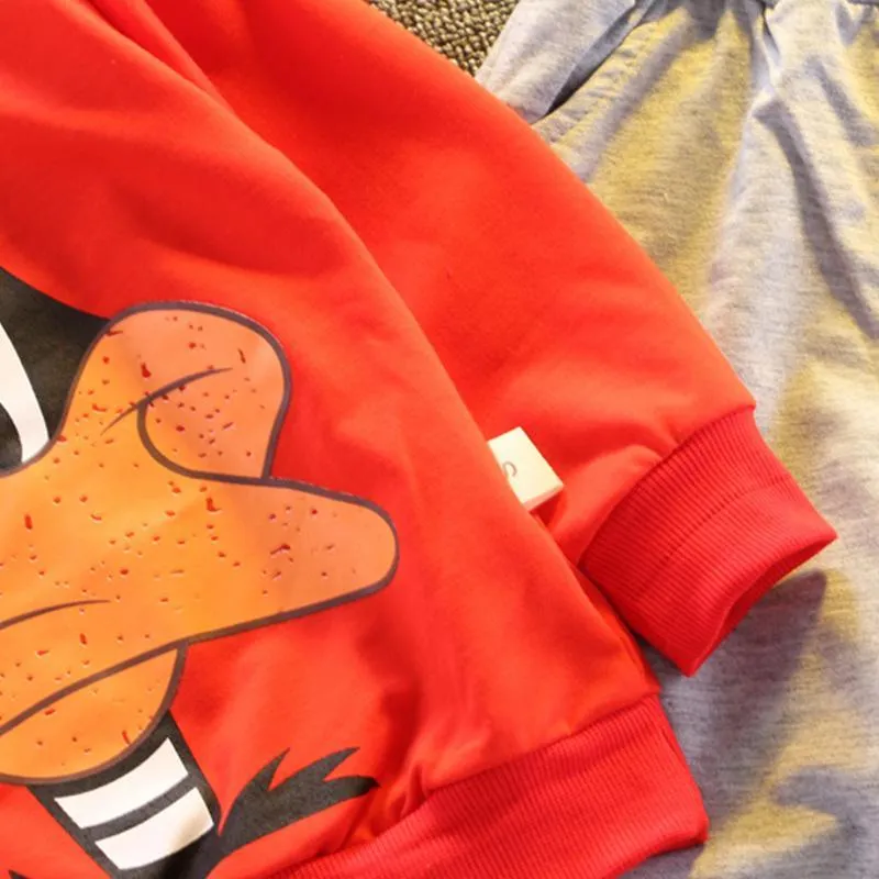 2-piece Cartoon Design Sweatshirts & Pants for Toddler Boy Children's Clothing
