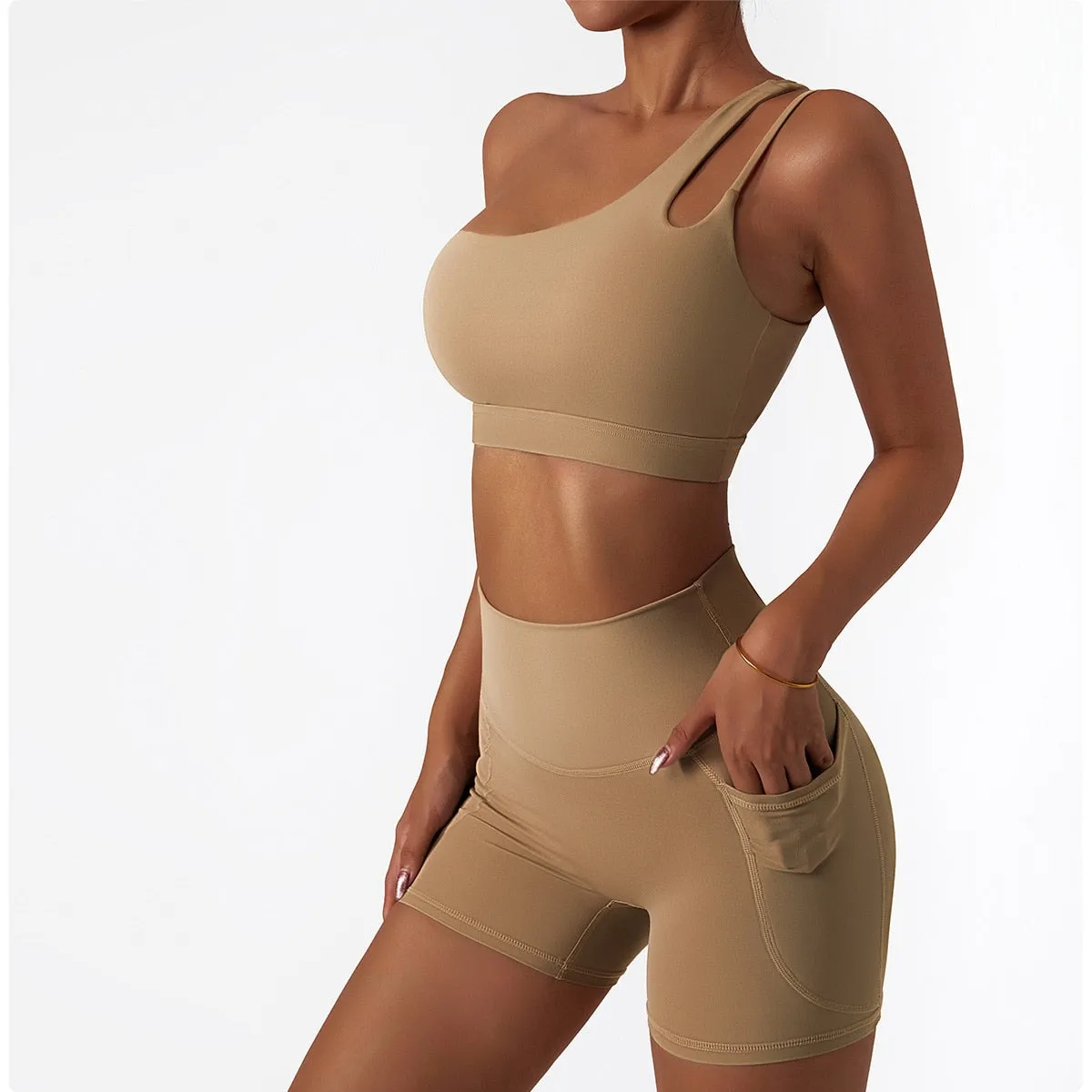 2 Piece Women Yoga Set Seamless Workout Suit Sportswear Gym Clothing Fitness Bra High Waist Leggings Sports Shorts Sports Suits