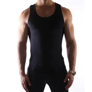 6 Pc 100% Premium Cotton Mens A-Shirt  Ribbed Tank Top Black L !