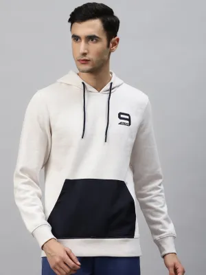Alcis Men Off-White Navy Blue Colourblocked Sweatshirt-S