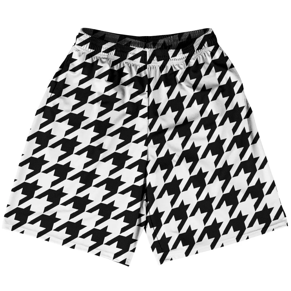 Black And White Houndstooth Basketball Practice Shorts Made In USA
