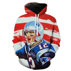Football American Tom Brady Hoodies - Pullover Tom Brady Red Hoodie