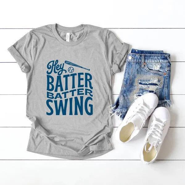 Hey Batter Batter Wavy Graphic V-Neck Tee