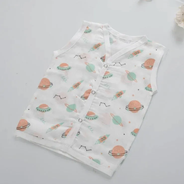 Jabla/Vest Button Type Muslin Cloth For Baby Multi Printed Pack Of 5 By MM