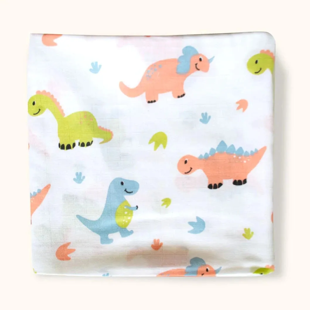 Little Dino Random Printed Muslin Swaddle Blanket For Baby By MM - 1 Pc