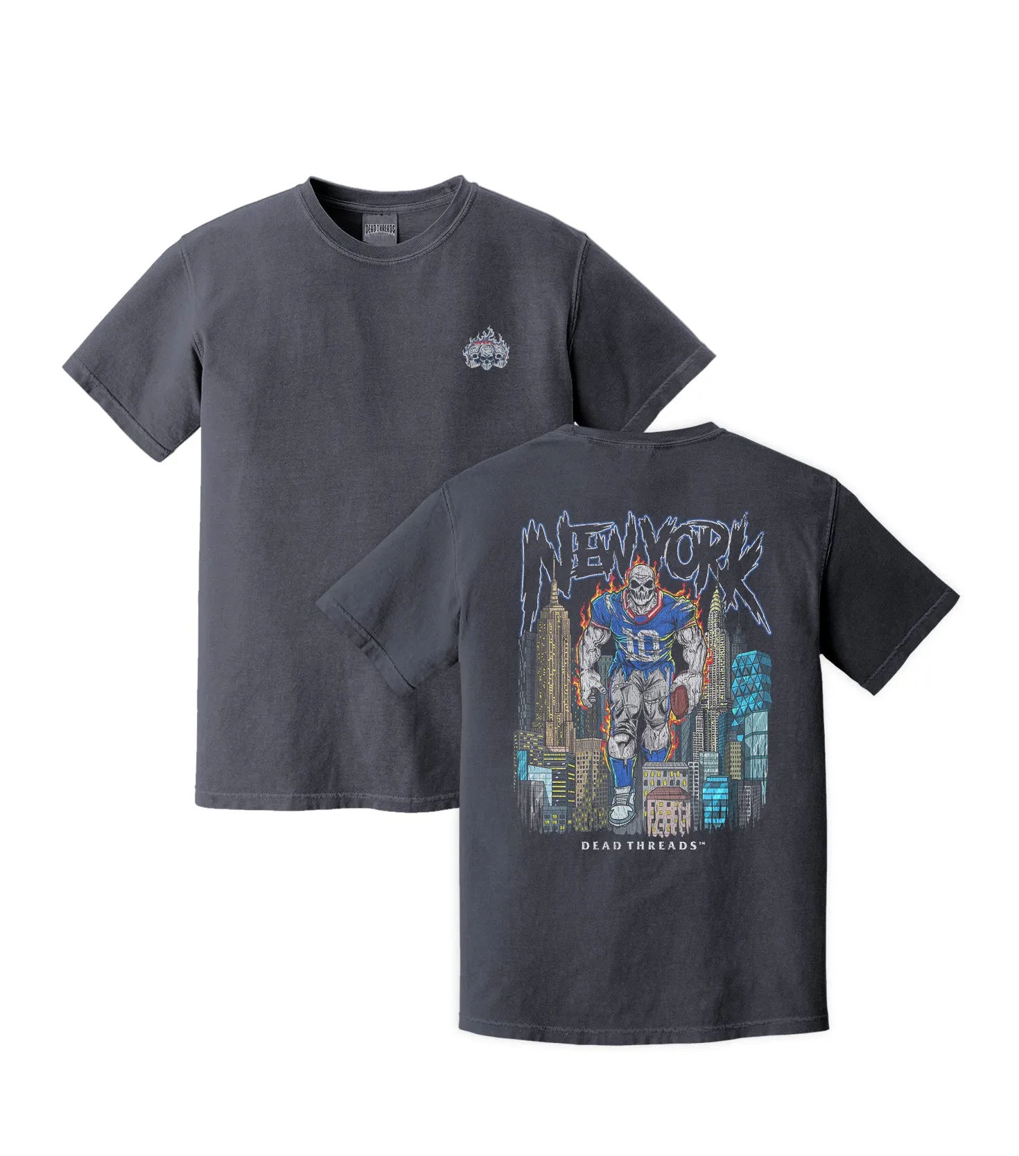 NEW YORK FOOTBALL BLUE - "3 SKULL" PREMIUM SHIRT