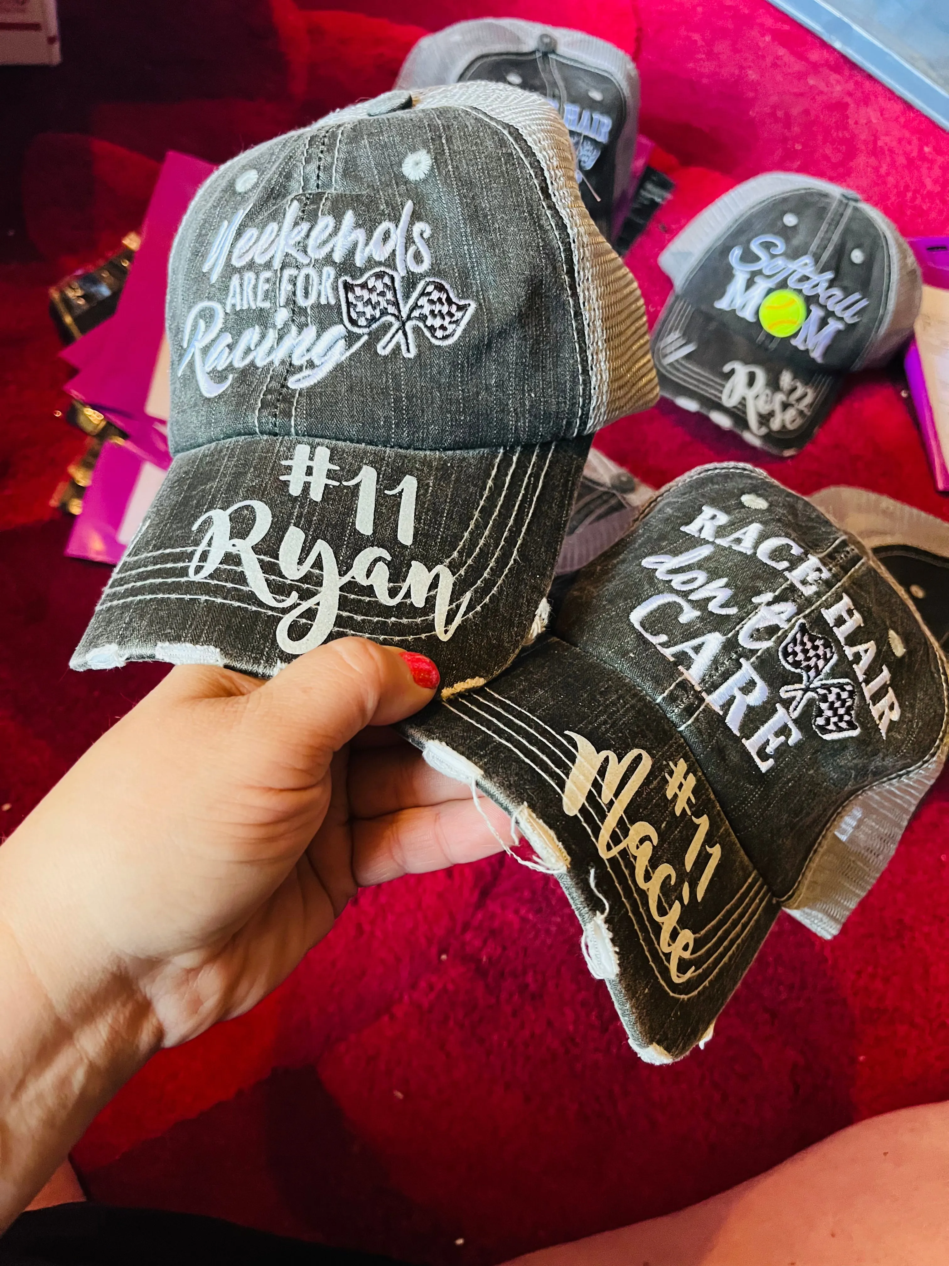 Personalized Racing hats Weekends are for racing Race hair dont care Raceday is the best day