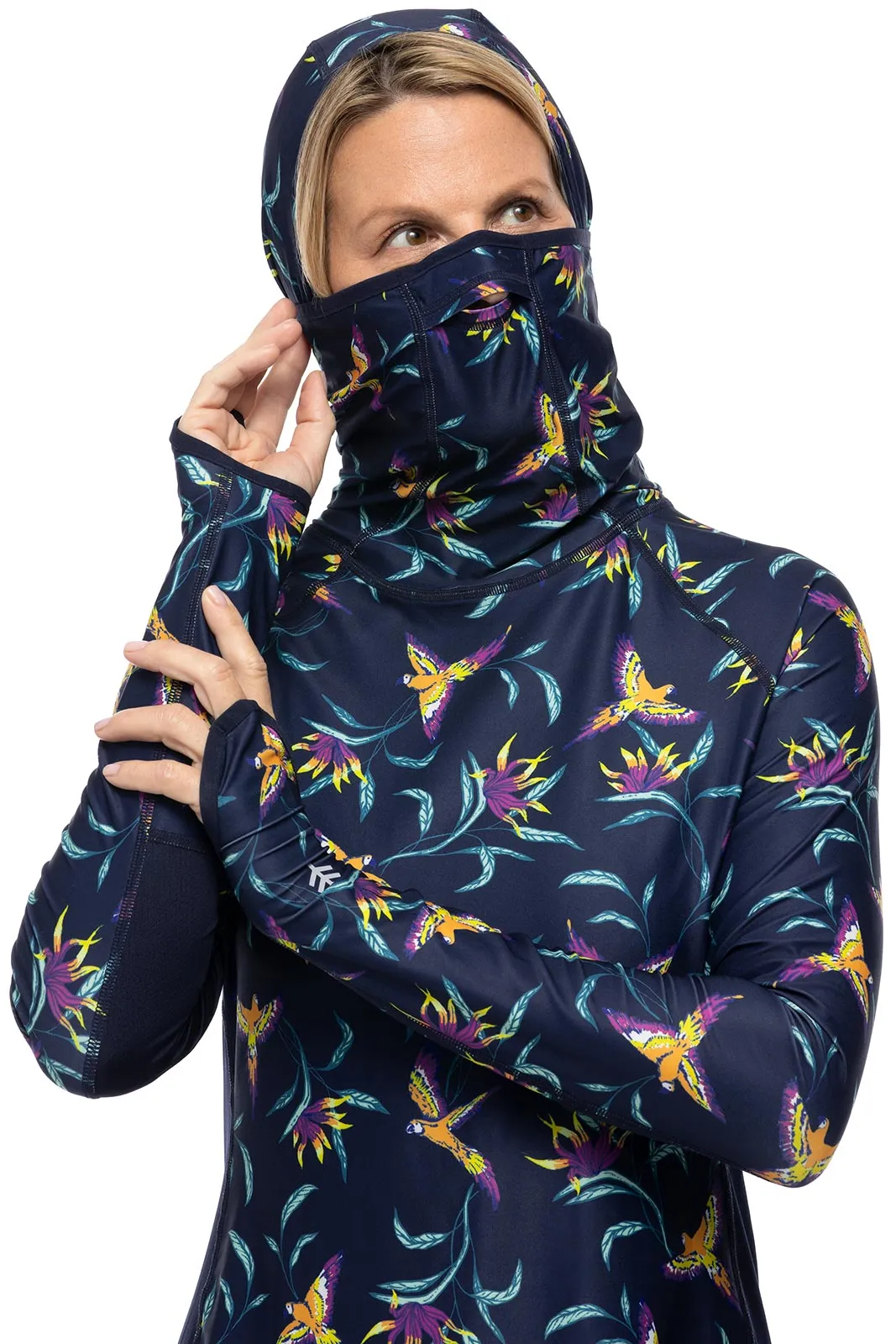 Women's Paros Sailing Hoodie  |  Navy Birds of Paradise