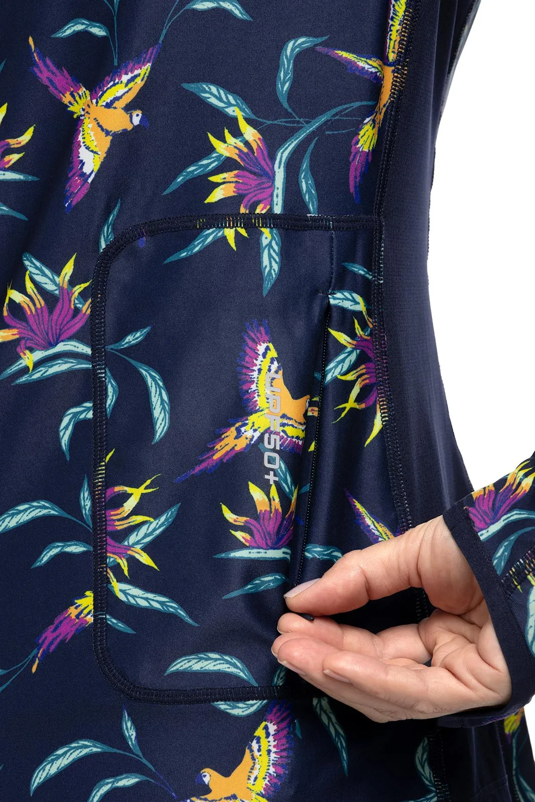 Women's Paros Sailing Hoodie  |  Navy Birds of Paradise