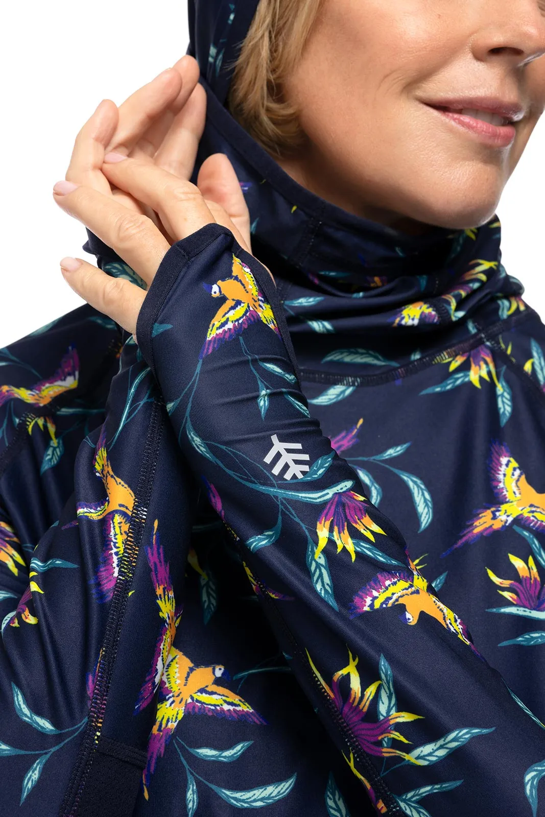 Women's Paros Sailing Hoodie  |  Navy Birds of Paradise