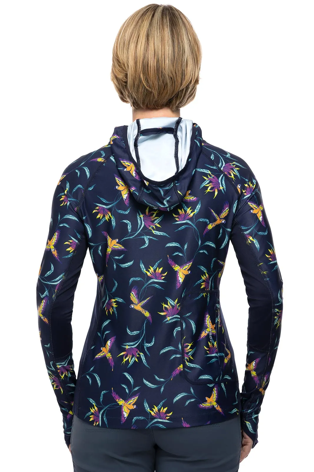 Women's Paros Sailing Hoodie  |  Navy Birds of Paradise